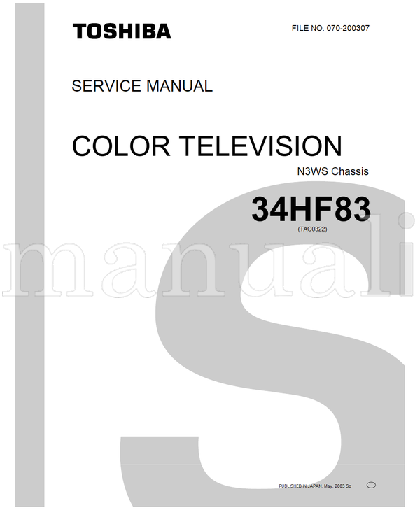 Toshiba 34HFX83 34HF83 073-200312 (119 pages) TV Service Manual