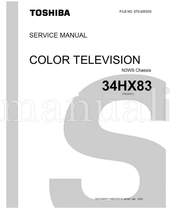 Toshiba 070-200333 34HX83 (40 pages) TV Service Manual