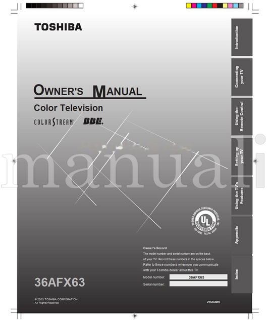 Toshiba 36AFX63 23565889 (54 pages) TV Operating Manual