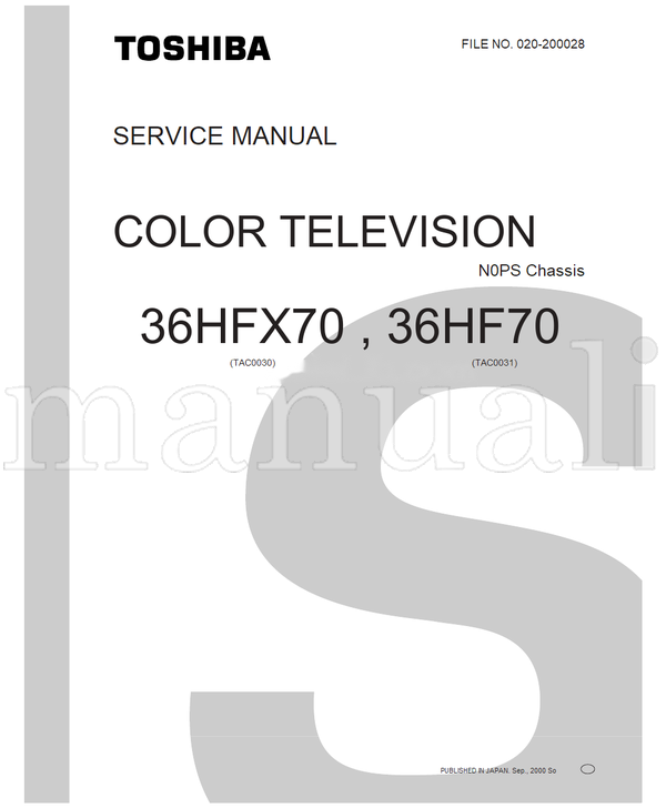 Toshiba 020-200028 36HFX70 36HF70 (52 pages) TV Service Manual