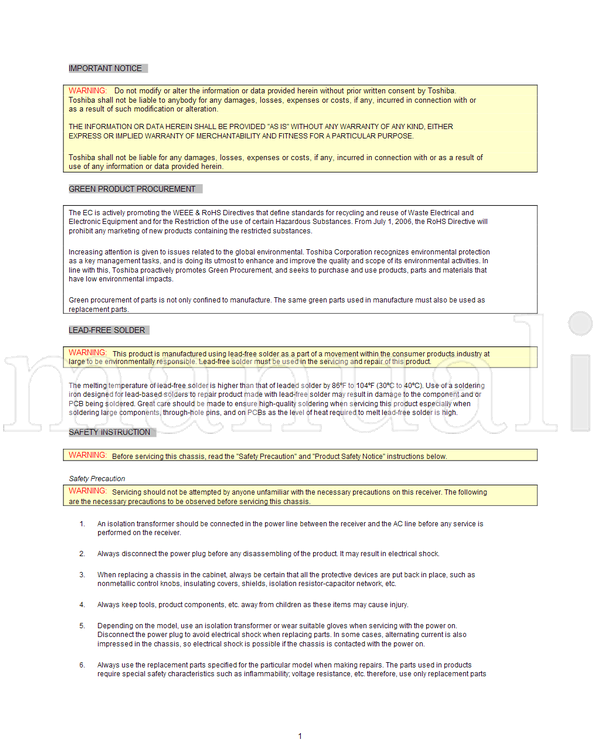 Toshiba 37AV502U (17 pages) TV Service Manual