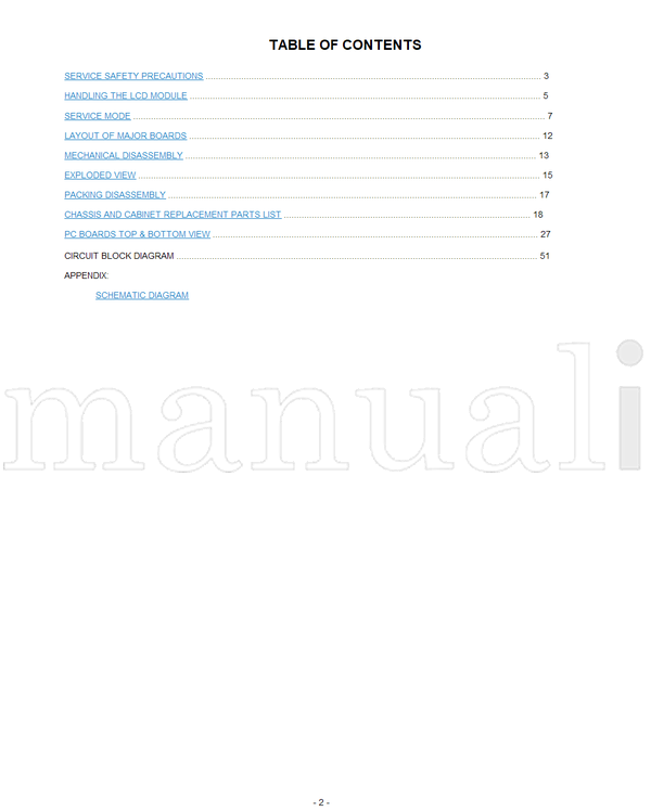 Toshiba 020-200519 (42 pages) TV Service Manual