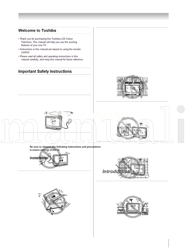 Toshiba 37XV500A 42XV500A 46XV500A VX1A00104100 (44 pages) TV Operating Manual