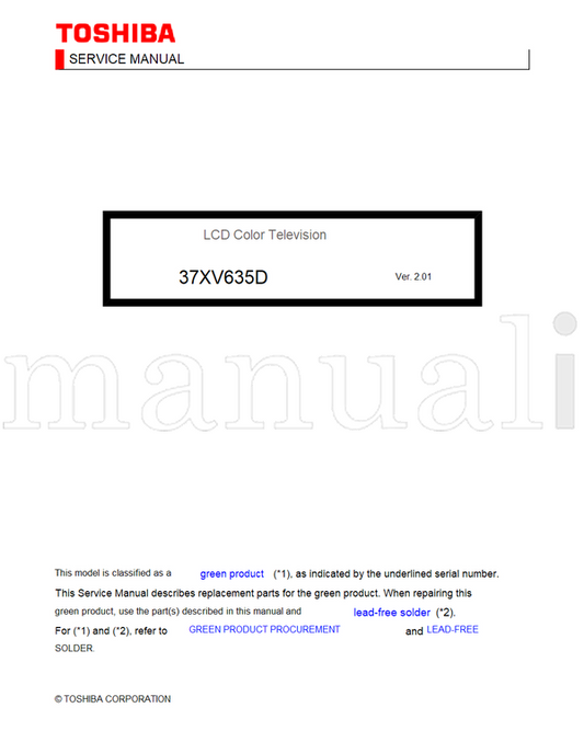 Toshiba 37XV635D (266 pages) TV Service Manual