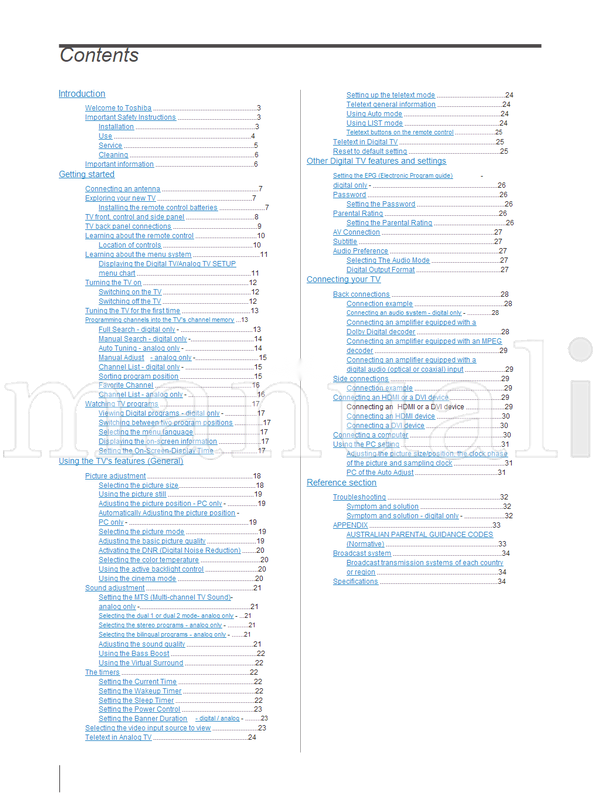 Toshiba 40CV550A (40 pages) TV Operating Manual