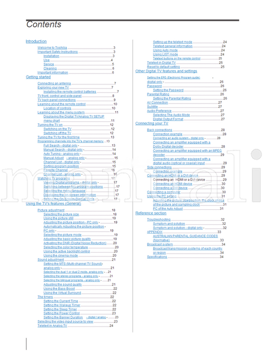 Toshiba 40CV550A (40 pages) TV Operating Manual