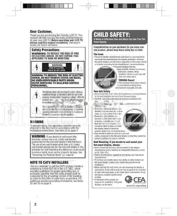 Toshiba 55G300U 102404 (72 pages) TV Operating Manual