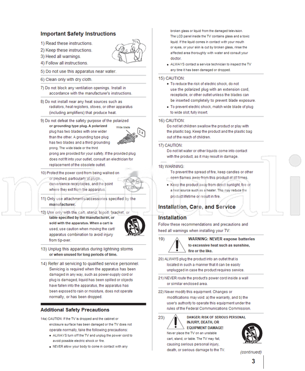 Toshiba 40G300U 40G30U 46G300U 46G30U HDA51D4003I (78 pages) TV Operating Manual