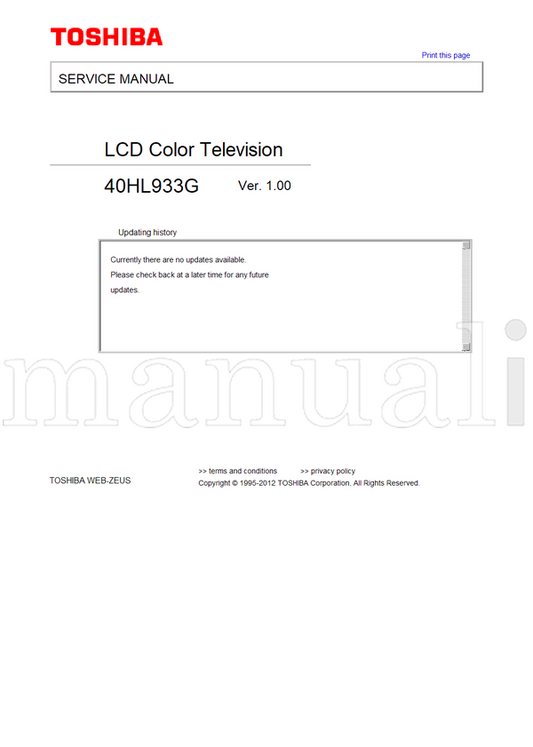 Toshiba 40HL933G (22 pages) TV Service Manual