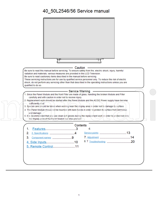 Toshiba 4050L2546 (24 pages) TV Service Manual