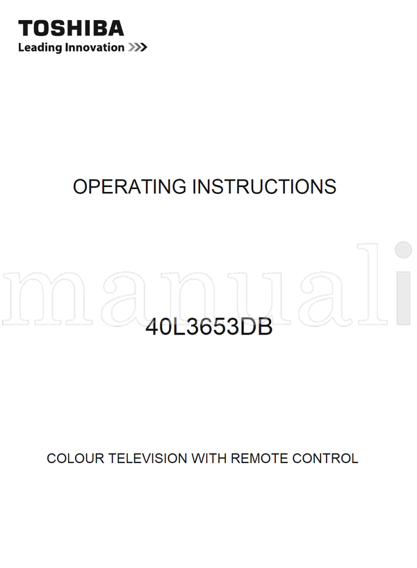 Toshiba 40L3653DB (16 pages) TV Operating Manual