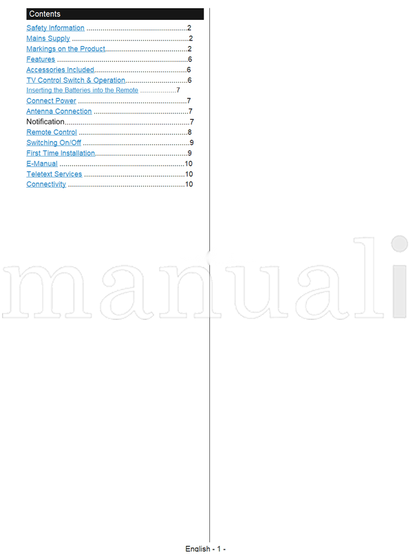 Toshiba 40L3653DB (16 pages) TV Operating Manual