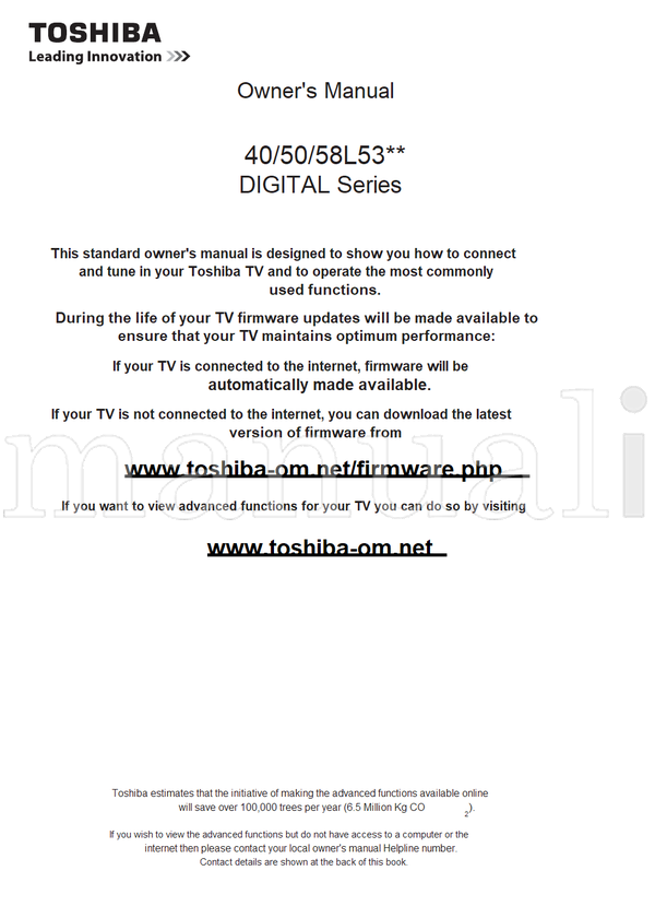 Toshiba 58L53** (72 pages) TV Operating Manual