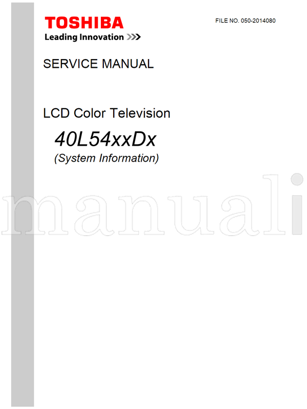 Toshiba 40L54xxDx 050-2014080 (28 pages) TV Service Manual