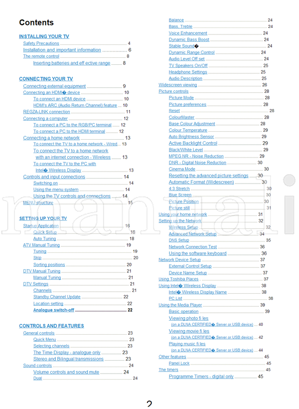 Toshiba 40RL900A 32RL900A VX1A00248500 (72 pages) TV Operating Manual