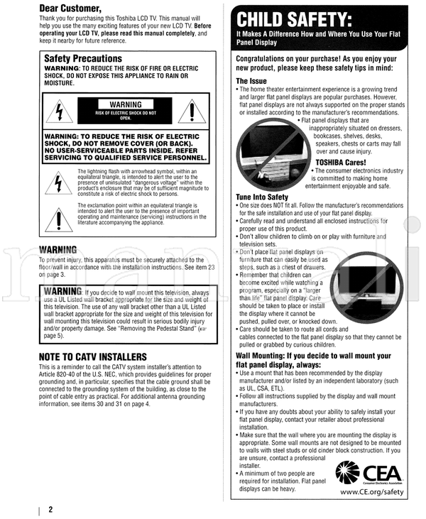 Toshiba 40RV52R (68 pages) TV Operating Manual