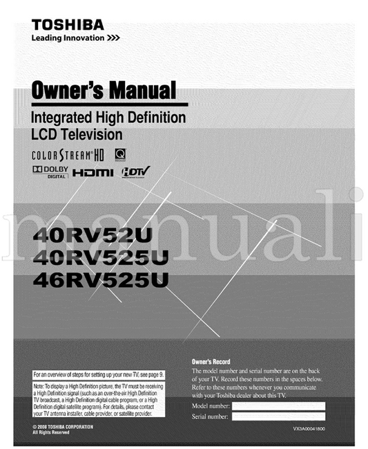 Toshiba seepage9 (64 pages) TV Operating Manual