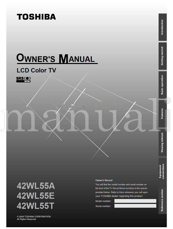 Toshiba 42WL55A 42WL55E 42WL55T (44 pages) TV Operating Manual
