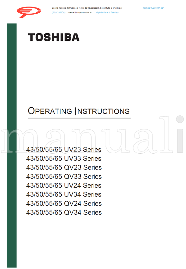 Toshiba UV2363DA (42 pages) TV Operating Manual
