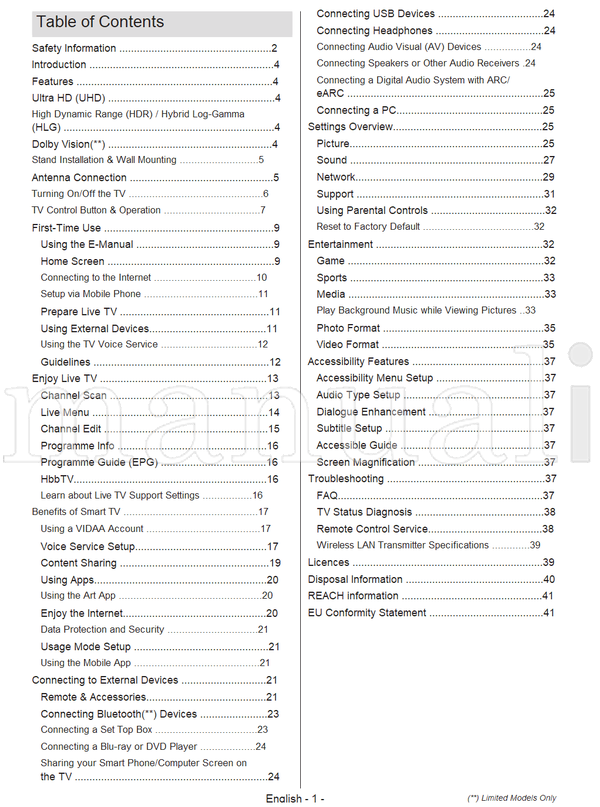Toshiba UV2363DA (42 pages) TV Operating Manual