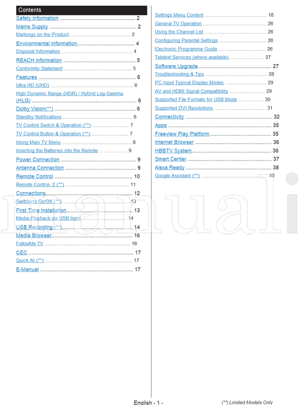 Toshiba 43 UK6B Series (42 pages) TV Operating Manual