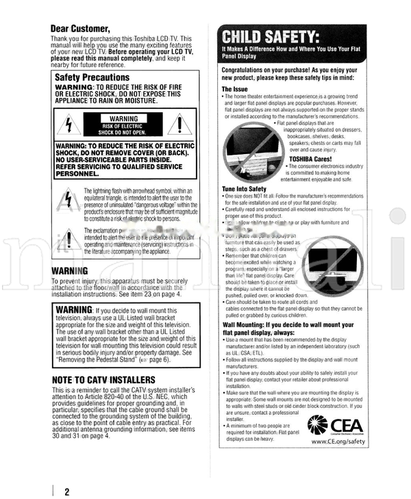 Toshiba 46RV525RZ (70 pages) TV Operating Manual