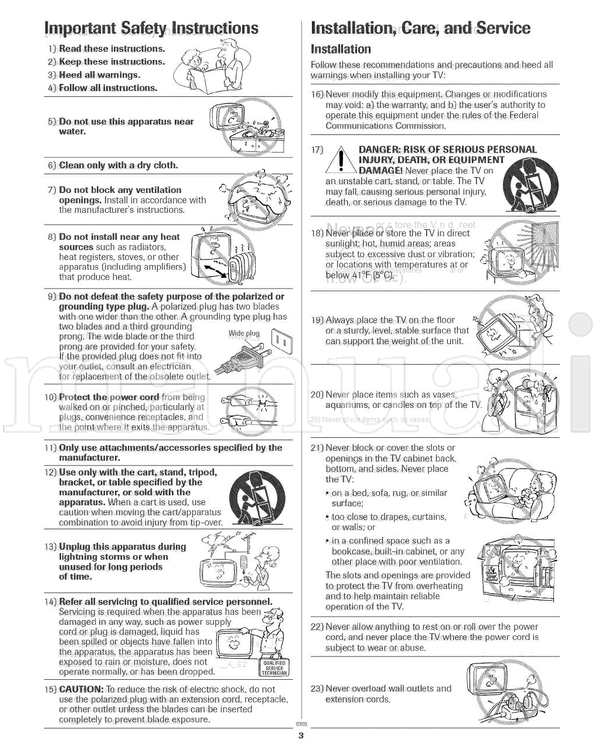 Toshiba COLORSTEAM 36A13 (35 pages) TV Operating Manual
