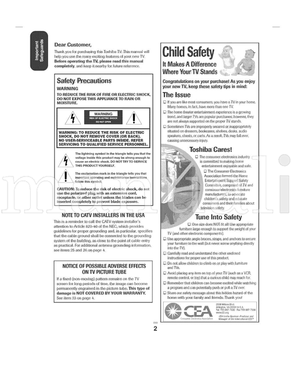 Toshiba ColorStream 27A14 (32 pages) TV Operating Manual
