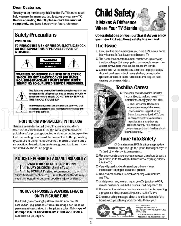 Toshiba COLORSTREAM 32A33 (35 pages) TV Operating Manual