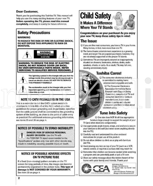 Toshiba COLORSTREAM 32AF43 (47 pages) TV Operating Manual