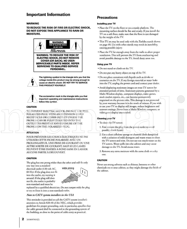 Toshiba ColorStream 32AFX61 (53 pages) TV Operating Manual