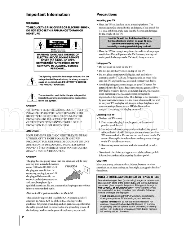 Toshiba COLORSTREAM 32HFX71 (56 pages) TV Operating Manual