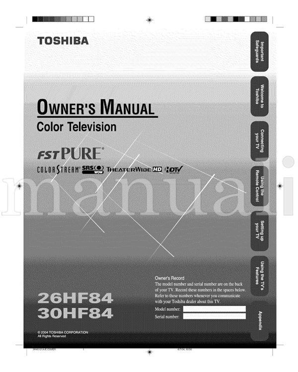 Toshiba 3R40121A (46 pages) TV Operating Manual