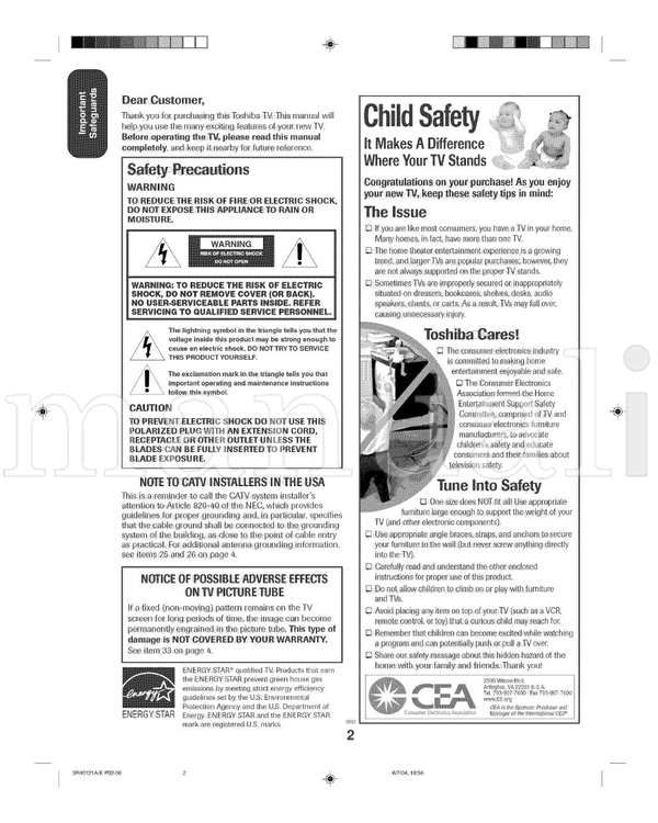 Toshiba 3R40121A (46 pages) TV Operating Manual