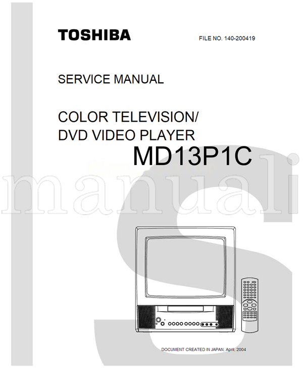 Toshiba MD13P1C (70 pages) TV/DVD Combo Service Manual