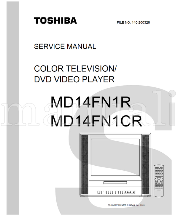 Toshiba MD14FN1R MD14FN1CR (68 pages) TV/DVD Combo Service Manual
