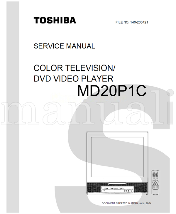 Toshiba MD20P1C (68 pages) TV/DVD Combo Service Manual