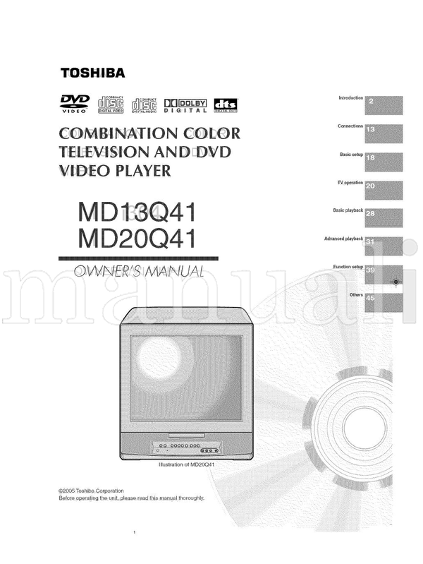 Toshiba MD20Q41 (52 pages) TV Operating Manual