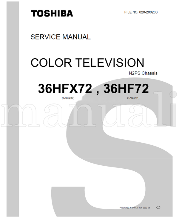 Toshiba 32HF72 32HFX72 36HFX72 36HF72 023-200213 (111 pages) TV Service Manual