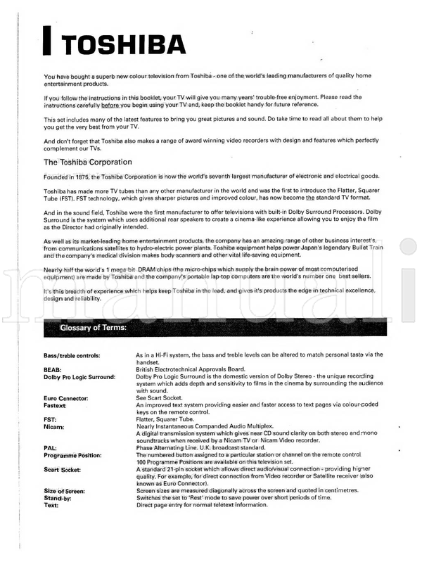 Toshiba 2539DB Z2939DB 3339DB (32 pages) TV Operating Manual