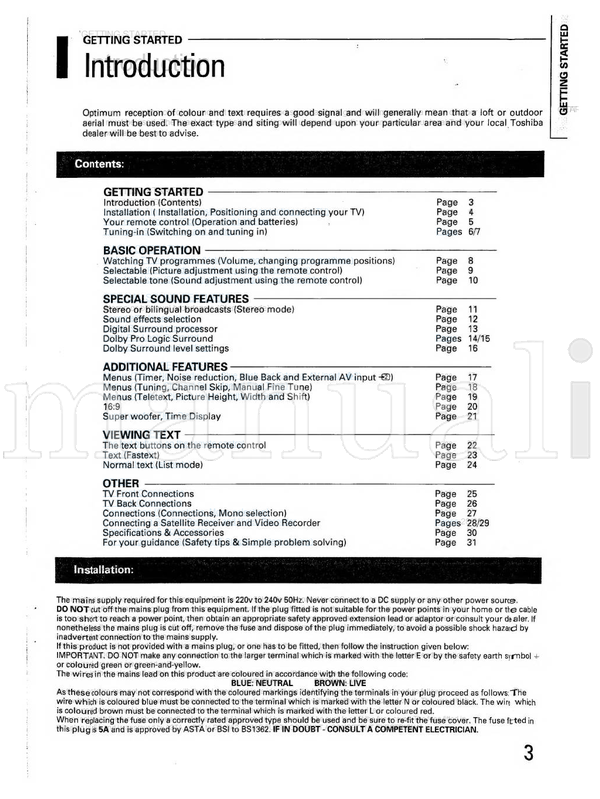 Toshiba 2539DB Z2939DB 3339DB (32 pages) TV Operating Manual