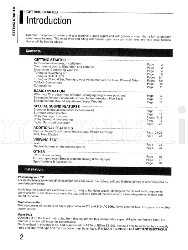 Toshiba 2557DB (29 pages) TV Operating Manual