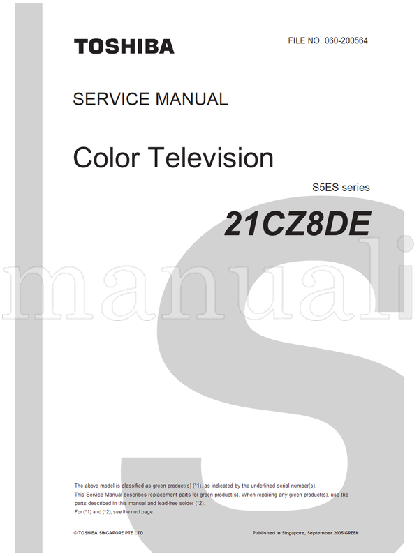 Toshiba 060-200564 21CZ8DE (46 pages) TV Service Manual