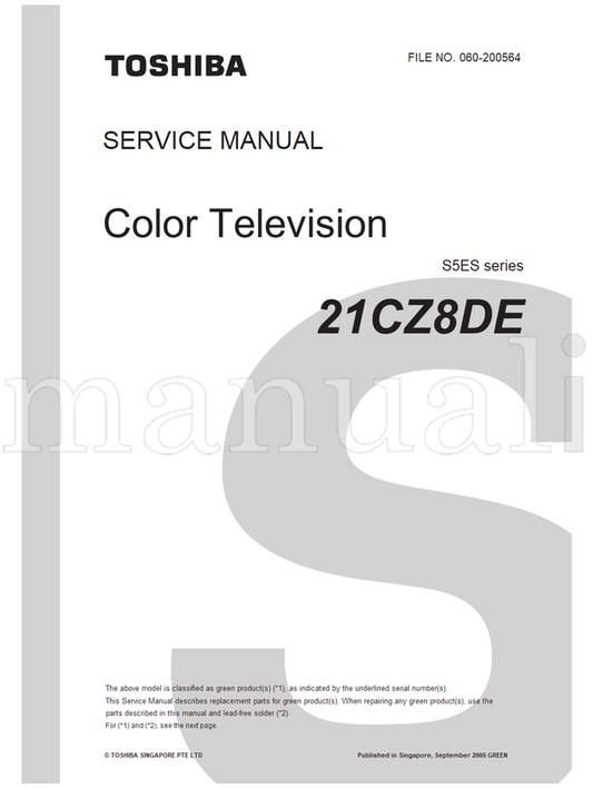 Toshiba 060-200564 21CZ8DE (46 pages) TV Service Manual