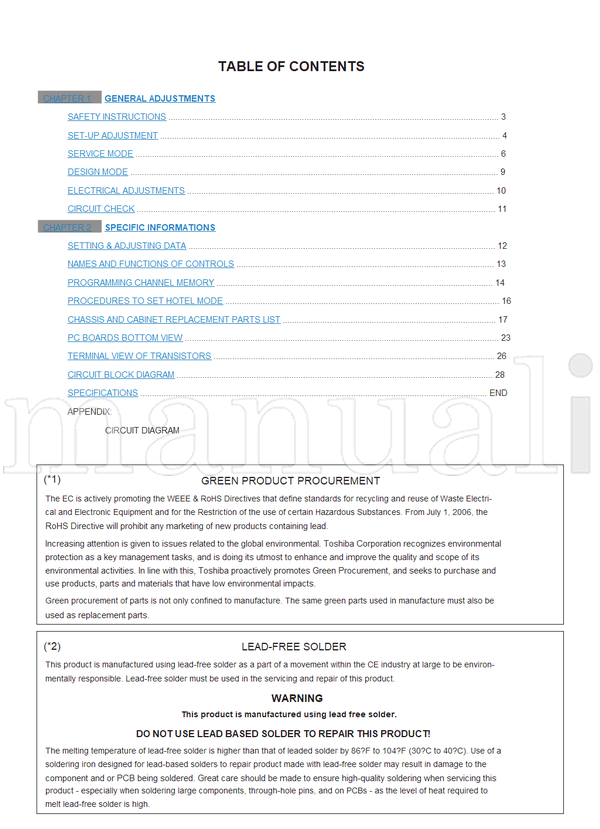 Toshiba 060-200564 21CZ8DE (46 pages) TV Service Manual