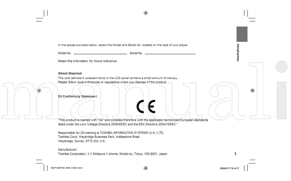 Toshiba SD-P120DTKE PX1D00002741 120412 (92 pages) TV/DVD Combo Operating Manual