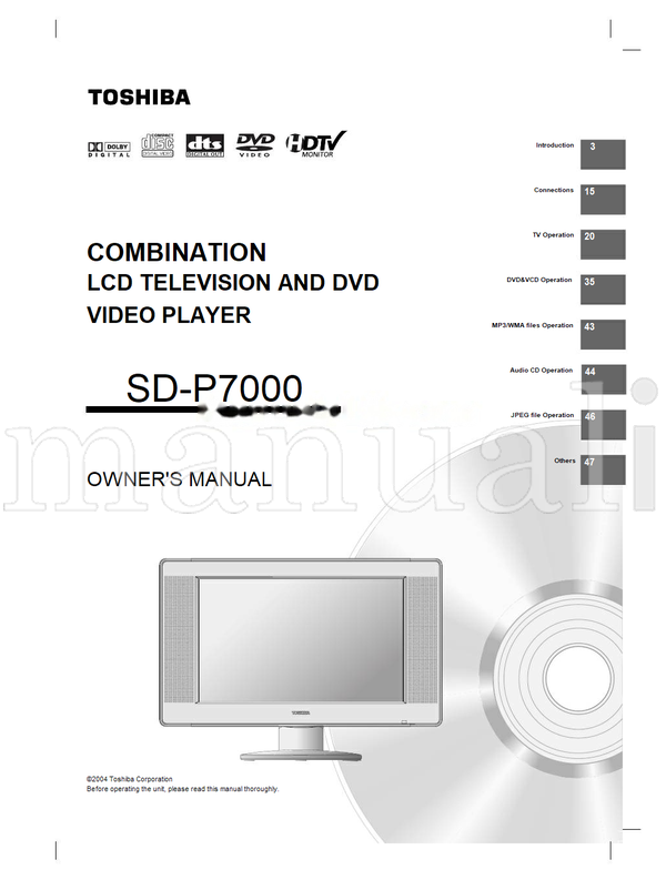 Toshiba SD-P7000 (54 pages) TV/DVD Combo Operating Manual