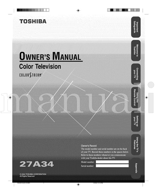 Toshiba Stream 27A34 (33 pages) TV Operating Manual