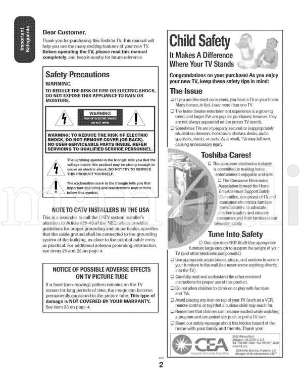 Toshiba Stream 27A34 (33 pages) TV Operating Manual