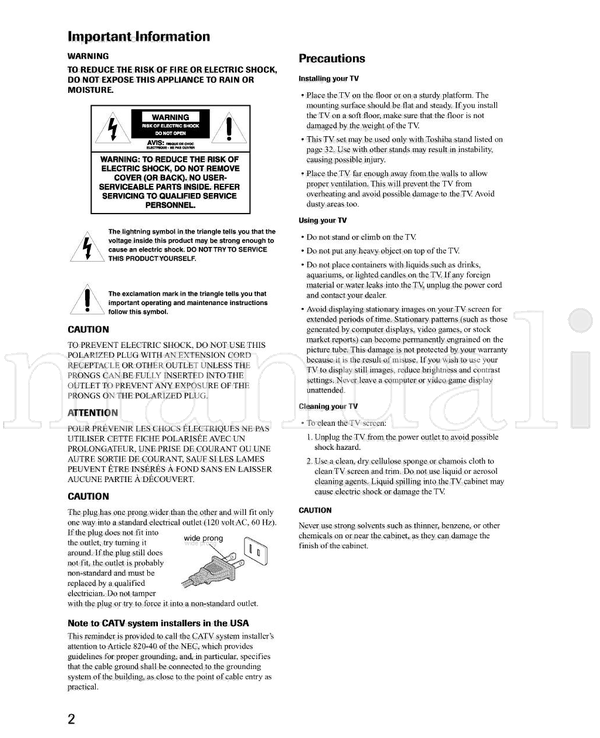 Toshiba STREAM 32A41 (35 pages) TV Operating Manual